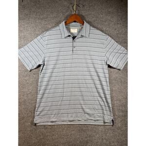 Linksoul Polo Shirt Men's XL Blue Striped Short Sleeve 1/4 Button Golf/Outdoor